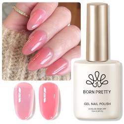 15ml U V Nagellack Shellac - BORN PRETTY Jelly Rosa Gel Nagellack Schimmerndes Rosa Transluzent Schellack Nagellack Gelee Wirkung French Nails 75% Milchgelee von BORN PRETTY