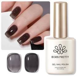 15ml U V Nagellack Shellac - BORN PRETTY Jelly Schwarz Gel Nagellack Natürlich Transluzent Schellack Nagellack Gelee Wirkung French Nails für Nail Art DIY 75% Milchgelee von BORN PRETTY