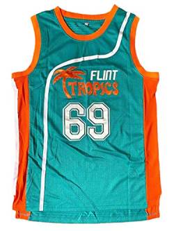 BOROLIN Herren Basketball Trikot 90er Jahre Moive Flint Tropics #69 Downtown Shirts - Grün - Klein von BOROLIN