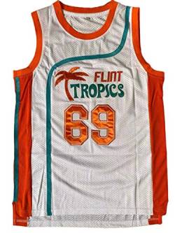 BOROLIN Herren Basketball Trikot 90er Jahre Moive Flint Tropics #69 Downtown Shirts - Weiß - XX-Large von BOROLIN