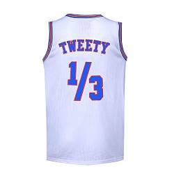 Herren Basketball-Trikot 1/3 Tweety Space Jam Jersey weiß 90S Shirts - Weiß - Mittel von BOROLIN