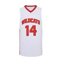 Herren Wildcats High School Jersey, 14 Troy Bolton Basketball Trikot, 8 Chad Danforth Basketball Trikot/Shirt, 14 Bolton White, Klein von BOROLIN