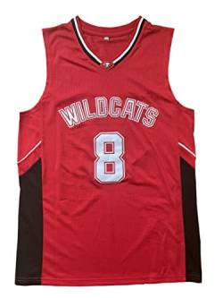 Wildcats High School Jersey, 14 Troy Bolton Basketballtrikot, 8 Chad Danforth Basketballtrikot, 8 Danforth Red, X-Large von BOROLIN