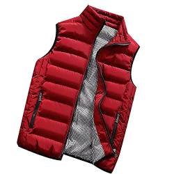 BORTGYUI Herren Weste Elegant Steppweste mit Stehkragen, Winter Wärme Dicke Herren Weste mit Reißverschluss, Premium Ärmellose Outdoorjacke 5XL 01-Rot von BORTGYUI