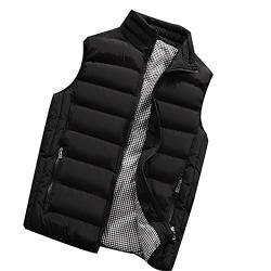 BORTGYUI Herrenweste Steppweste mit Stehkragen, Winter Wärme Dicke Herren Weste mit Reißverschluss, Premium Ärmellose Outdoorjacke XL 01-Schwarz von BORTGYUI