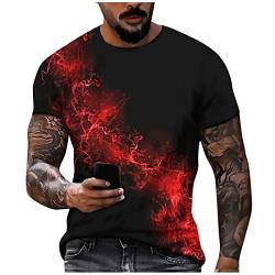 Herren Oberteile Herren T-Shirt Sommer Sport Oberteile Casual Rundhals Tunika Tops Vintage Kurzarm Tee Shirts Novel Print Sportshirt Schnell trocknend Sportshirt Regular Fit Laufshirt M 01-Rot von BORTGYUI