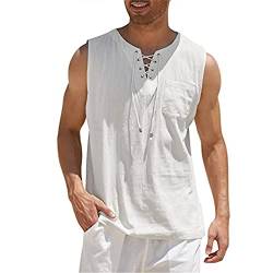 Herren Tank Top Herren Tanktop Muskelshirt für Training Fitnessstudio Fitness & Bodybuilding Tanktop Herren Sport lässig ärmellos T-Shirts Laufen Bodybuilding Fitness Tankshirt 3XL 01-Weiß von BORTGYUI