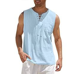 Herren Tank Top Herren Tanktop Muskelshirt für Training Fitnessstudio Fitness & Bodybuilding Tanktop Herren Sport lässig ärmellos T-Shirts Laufen Bodybuilding Fitness Tankshirt S 01-Hellblau von BORTGYUI