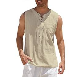 Sport Tank Top Damen Herren Tanktop Muskelshirt für Training Fitnessstudio Fitness & Bodybuilding Tanktop Herren Sport lässig ärmellos T-Shirts Laufen Bodybuilding Fitness Tankshirt M 01-Khaki von BORTGYUI