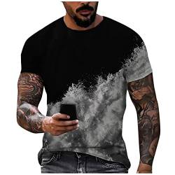 T Shirt Bedrucken Herren T-Shirt Sommer Sport Oberteile Casual Rundhals Tunika Tops Vintage Kurzarm Tee Shirts Novel Print Sportshirt Schnell trocknend Sportshirt Regular Fit Laufshirt L 01-Grau von BORTGYUI