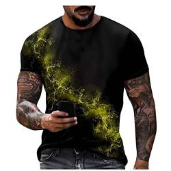 T Shirt Bedrucken Herren T-Shirt Sommer Sport Oberteile Casual Rundhals Tunika Tops Vintage Kurzarm Tee Shirts Novel Print Sportshirt Schnell trocknend Sportshirt Regular Fit Laufshirt M 01-Gelb von BORTGYUI