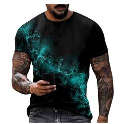 T-Shirt Herren Herren T-Shirt Sommer Sport Oberteile Casual Rundhals Tunika Tops Vintage Kurzarm Tee Shirts Novel Print Sportshirt Schnell trocknend Sportshirt Fit Laufshirt XXL 01-Himmelblau von BORTGYUI