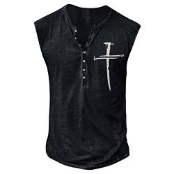 Tank Top Herren Sommer Herren Sommer Surfen Tanktop Muskelshirt für Training Fitnessstudio Fitness & Bodybuilding Tanktop Herren Sport lässig ärmellos T-Shirts Laufen Fitness Tankshirt XXL 01-Schwarz von BORTGYUI