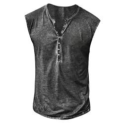 Tank Tops Herren Herren Sommer Surfen Tanktop Muskelshirt für Training Fitnessstudio Fitness & Bodybuilding Tanktop Herren Sport lässig ärmellos T-Shirts Laufen Fitness Tankshirt L 01-Dunkelgrau von BORTGYUI