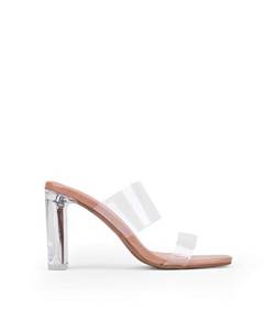 BOSANOVA Sandale im Mule-Stil aus transparentem Material, mit zwei Riemen am Spann und transparentem Absatz, ohne Verschluss., durchsichtig, 37 EU von BOSANOVA