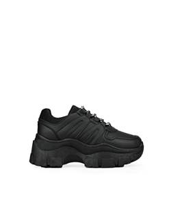 BOSANOVA Schwarzer Sneaker mit Volumensohle und Trekkingdetail an den Schnürsenkeln; Schnürverschluss, Schwarz , 39 EU von BOSANOVA