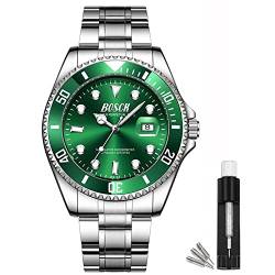 BOSCK Herren Analoguhr,Uhren für Herren 44 mm Großes Ziffernblatt Leuchtende Leicht Ablesbare Edelstahl Business Uhr Klassische Luxus,30M wasserdichte Armbanduhr Herren von BOSCK