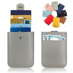 BOSONS Ausziehbarer Kartenhalter, stapelbarer Bankkartenhalter aus PU-Leder, Kredit-RFID-blockierender Brieftaschen-Kartenhalter, schlanker, minimalistischer Visitenkartenhalter (Grey) von BOSONS