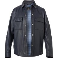 BOSS Black Herren Lederjacke blau Lammleder unifarben von BOSS Black