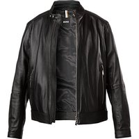 BOSS Black Herren Lederjacke schwarz Lammleder unifarben von BOSS Black