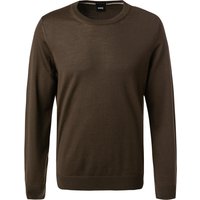 BOSS Black Herren Pullover grün Schurwolle unifarben von BOSS Black