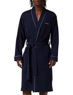 BOSS Bademantel Kimono aus weichem Baumwoll-Jersey, Dark Blue, S von BOSS