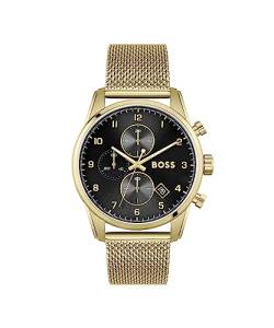 BOSS Chronograph Quarz Uhr für Herren mit Gelbgoldfarbenes Edelstahl-Mesh-Gliederarmband - 1513838 von BOSS