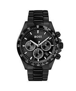 BOSS Chronograph Quarz Uhr für Herren mit Schwarzes Edelstahlarmband - 1513754 von BOSS