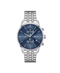 BOSS Chronograph Quarz Uhr für Herren mit Silbernes Edelstahlarmband - 1513839 von BOSS