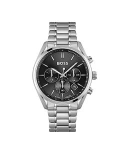 BOSS Chronograph Quarz Uhr für Herren mit Silbernes Edelstahlarmband - 1513871 von BOSS