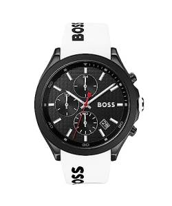 BOSS Chronograph Quarz Uhr für Herren mit Weisses Silikonarmband - 1513718 von BOSS