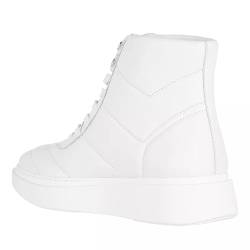 BOSS Damen Amber Qlt Hightop-N Hightop Sneakers aus italienischem Nappaleder mit Absteppungen Weiß 40 Größe 40 von BOSS
