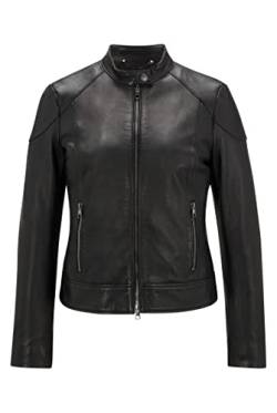 BOSS Damen C Saflima1 Regular-Fit Jacke aus weichem Leder mit Reißverschluss Schwarz 32 von BOSS