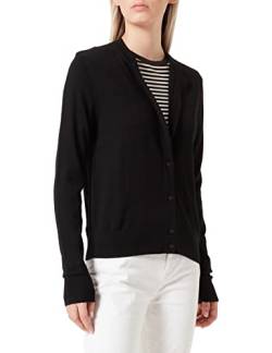 BOSS Damen Fadenasis Cardigan aus Schurwolle mit Rundhalsausschnitt und Knopfleiste Schwarz XS von BOSS