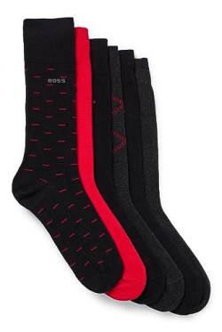 BOSS Herren 6P RS GIftDesign CC Mittelhohe Socken mit Logo-Details im Sechser-Pack - Geschenk-Set Hellrot 40-46 von BOSS