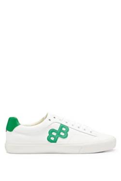 BOSS Herren Aiden Tenn Lowtop Sneakers mit Monogramm-Detail Weiß 39 Größe 39 von BOSS