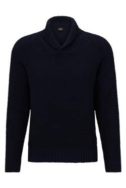 BOSS Herren Amado Strukturierter Regular-Fit Pullover mit Schalkragen Dunkelblau XXL von BOSS