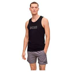 BOSS Herren Beach Tank Top Tanktop aus Baumwoll-Jersey mit Logo-Umriss Schwarz M von BOSS