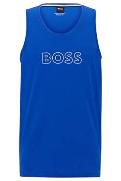 BOSS Herren Beach Tank Top Tanktop aus Bio-Baumwolle mit Logo-Umriss Blau M von BOSS