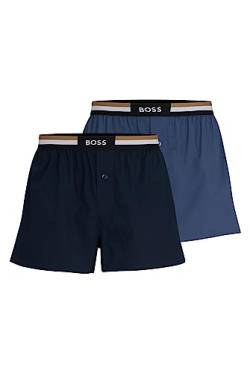 BOSS Herren Boxershorts Webboxer Pyjama-Shorts Woven Boxer Shorts 2er Pack, Farbe:Blau, Größe:2XL, Artikel:50469762-475 Open Blue von BOSS