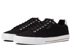 BOSS Herren Canvas Low Profile kultigem Streifenbesatz Sneaker, Galaxy Black, 47 EU von BOSS