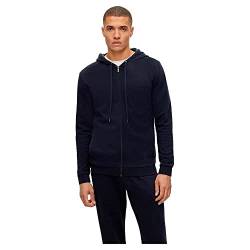 BOSS Herren Cashmere Jacket Loungewear-Hoodie aus Baumwoll-Mix mit Reißverschluss Dunkelblau XL von BOSS