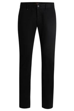 BOSS Herren Chino Slim Slim-Fit Chino aus elastischem Baumwoll-Satin Schwarz 33/32 von BOSS