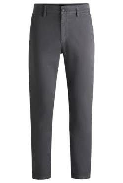 BOSS Herren Chino Tapered Tapered-Fit Chino aus elastischem Baumwoll-Satin Dunkelgrau 32/34 von BOSS