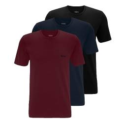 BOSS Herren Classic T-Shirts Kurzarm Shirts Pure Cotton Crew-Neck 3er Pack, Farbe:Mehrfarbig, Artikel:-977 Navy/Brombeere/Black, Größe:S von BOSS
