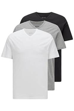 BOSS Herren Classic T-Shirts Kurzarm Shirts Pure Cotton V-Neck 3er Pack, Farbe:Mehrfarbig, Artikel:-999 Black/White/Grey, Größe:S von BOSS