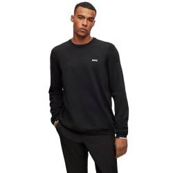 BOSS Herren Ever-X CN Regular-Fit Pullover aus Baumwoll-Mix mit Logo-Print Schwarz L von BOSS