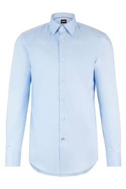 BOSS Herren H-HANK-kent-C1-214 Slim-Fit Hemd aus bügelleichter Baumwoll-Popeline Hellblau 39 von BOSS