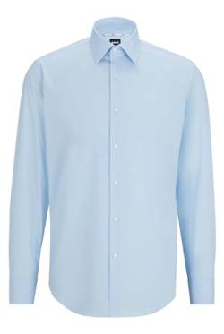 BOSS Herren H-JOE-kent-C1-214 Regular-Fit Hemd aus elastischer Baumwoll-Popeline mit bügelleichtem Finish Dunkelblau 42 von BOSS