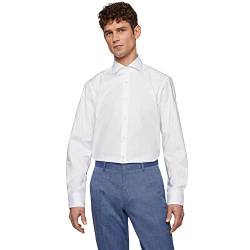 BOSS Herren H-JOE-spread-C1-222 Regular-Fit Hemd aus elastischem Baumwoll-Twill mit bügelleichtem Finish Weiß 38 von BOSS